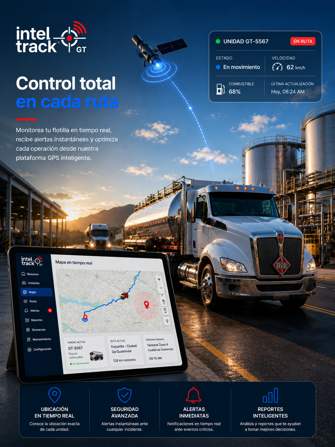 Pipa de combustible monitoreada por GPS